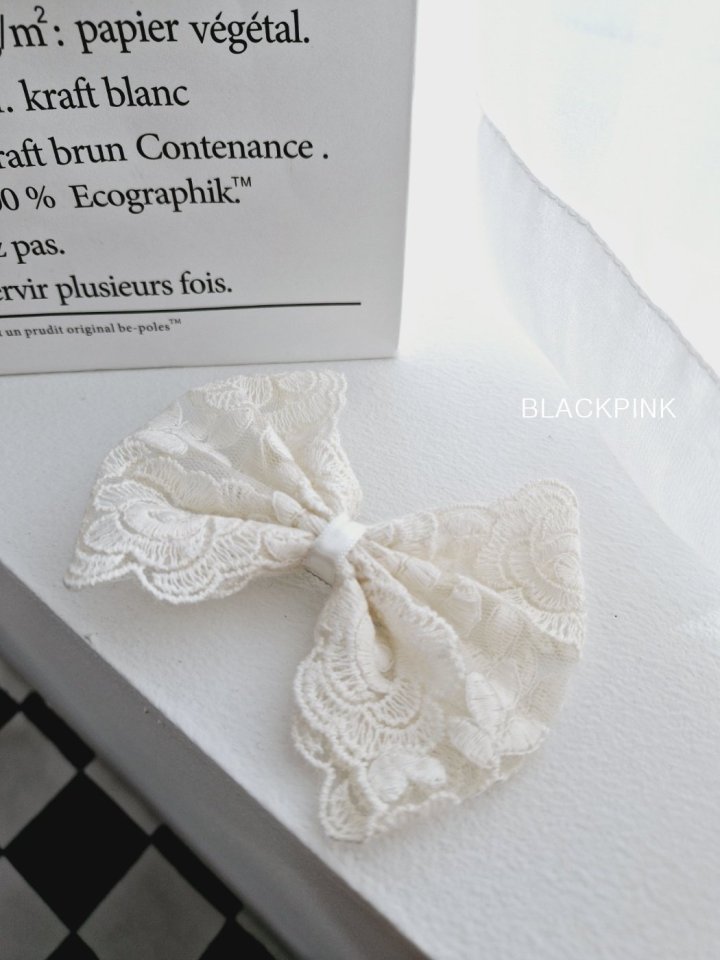 Black Pink - Korean Children Fashion - #childrensboutique - Rose Lace Hair Clip