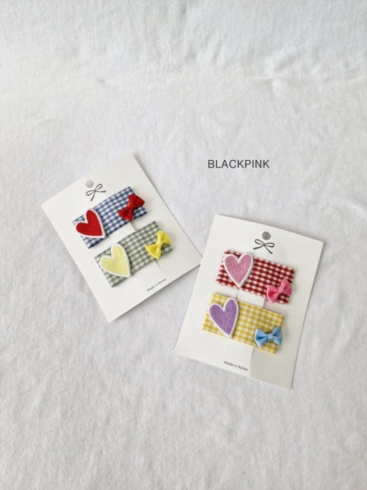 Black Pink - Korean Children Fashion - #childrensboutique - Heart Embroidery Ribbon Set - 5
