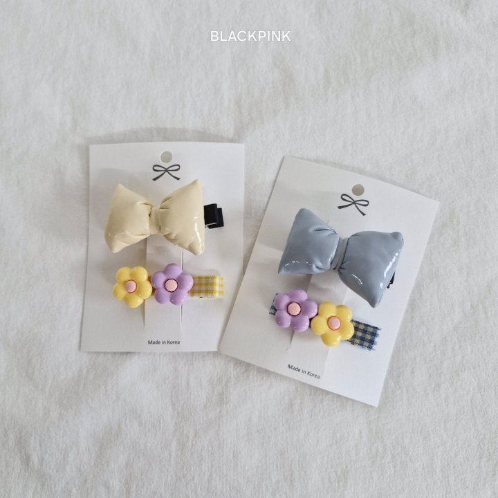 Black Pink - Korean Children Fashion - #childrensboutique - Puffy Flower (set of 2) - 2