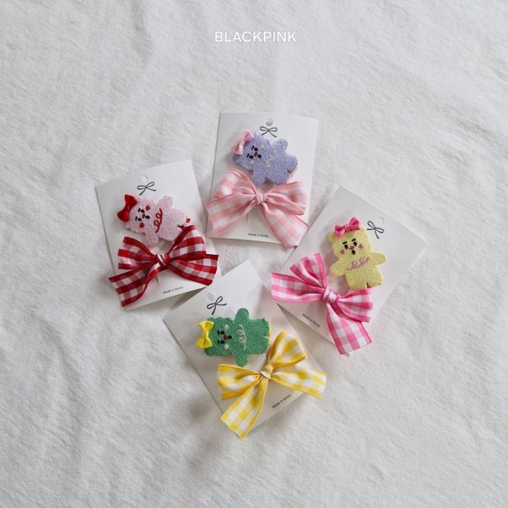 Black Pink - Korean Children Fashion - #childrensboutique - Teddy Hair Ribbon Set