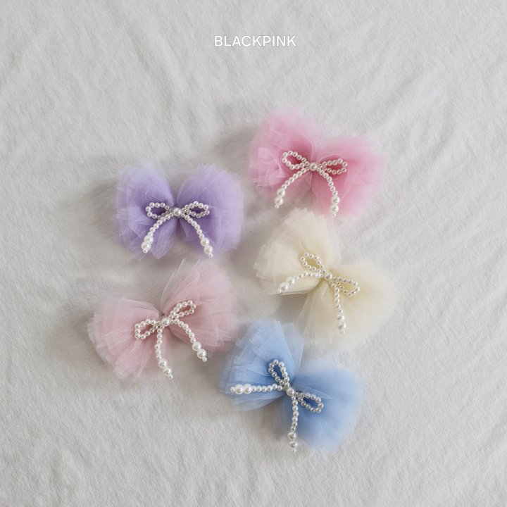 Black Pink - Korean Children Fashion - #childrensboutique - Tulle Pearl Ribbon Pin - 3