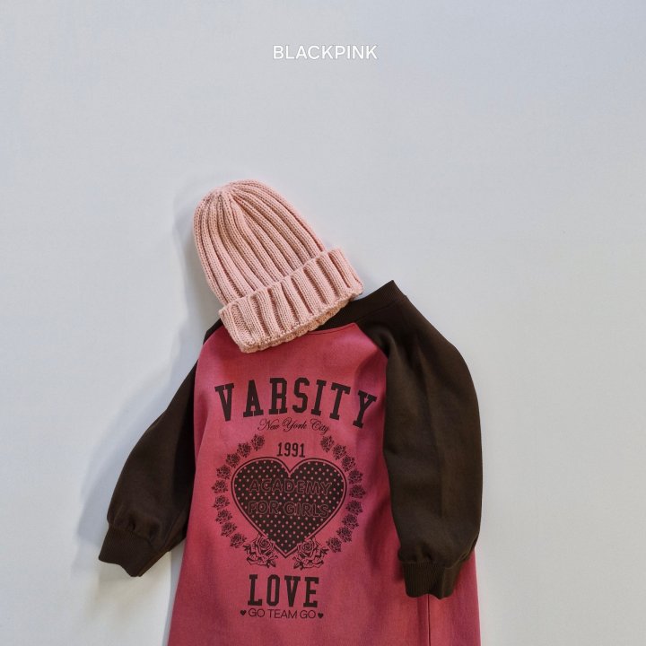 Black Pink - Korean Children Fashion - #designkidswear - Heart Raglan One-piece - 9