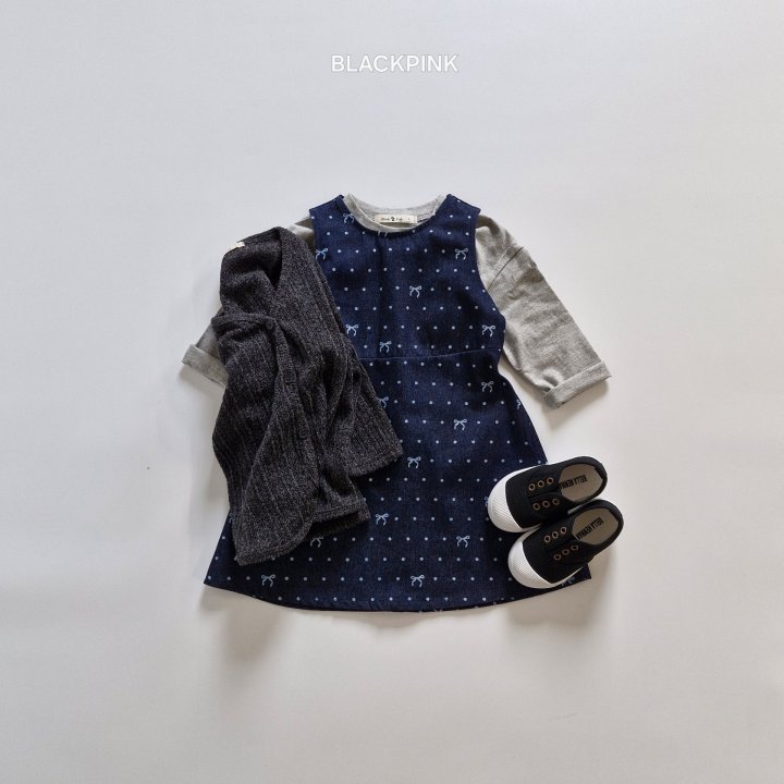 Black Pink - Korean Children Fashion - #designkidswear - Ribbon Denim One-piece - 7