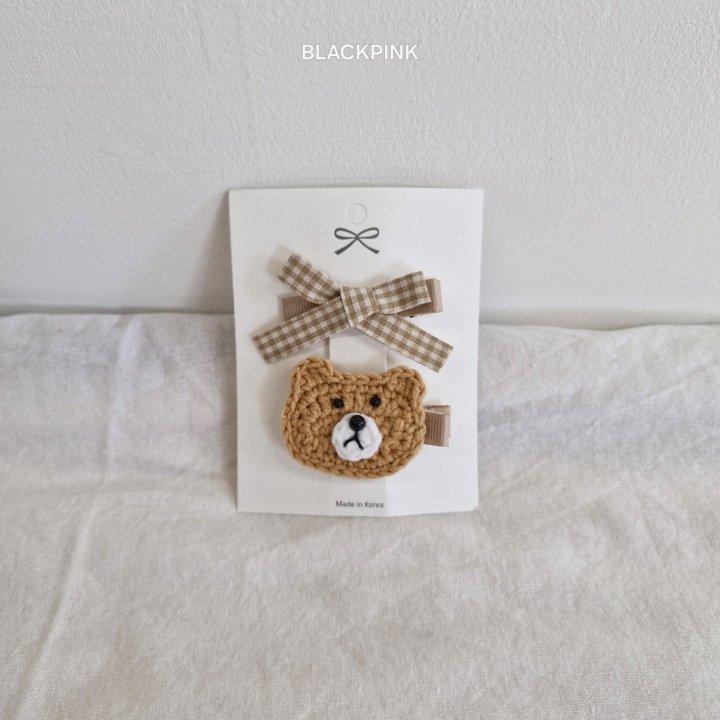 Black Pink - Korean Children Fashion - #designkidswear - Knitted Bear Face Set - 3