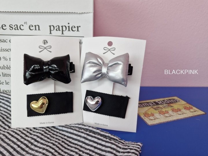 Black Pink - Korean Children Fashion - #designkidswear - Puffy Ribbon (set of 2) - 3