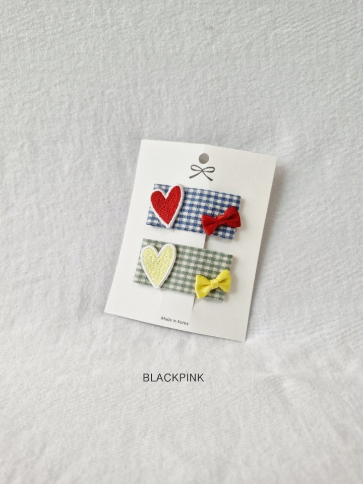 Black Pink - Korean Children Fashion - #designkidswear - Heart Embroidery Ribbon Set - 6