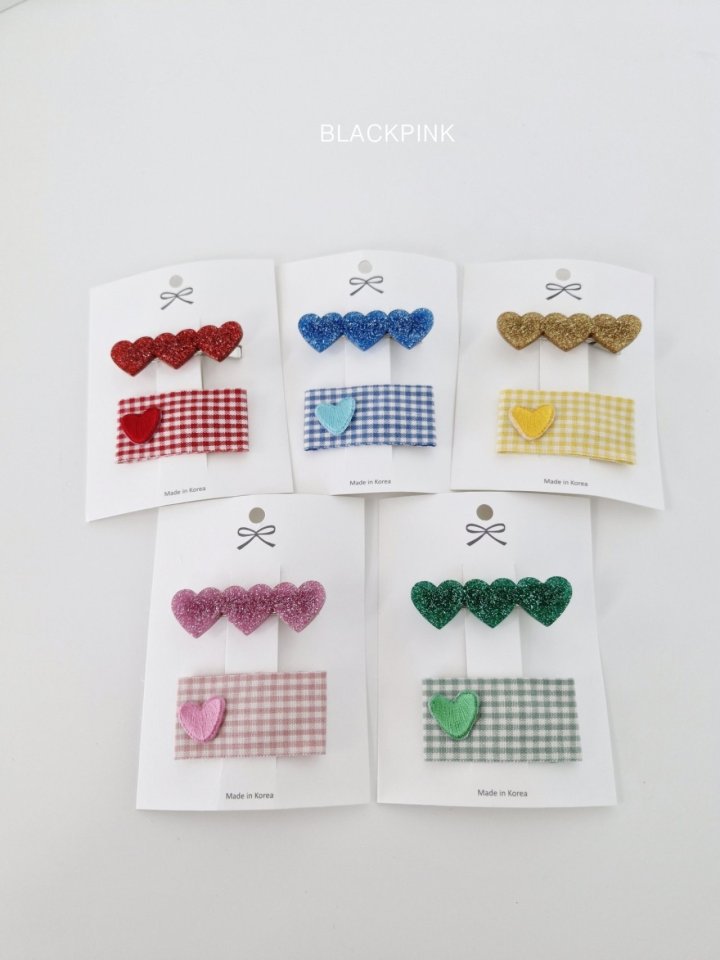 Black Pink - Korean Children Fashion - #childrensboutique - Acrylic Heart Set - 4