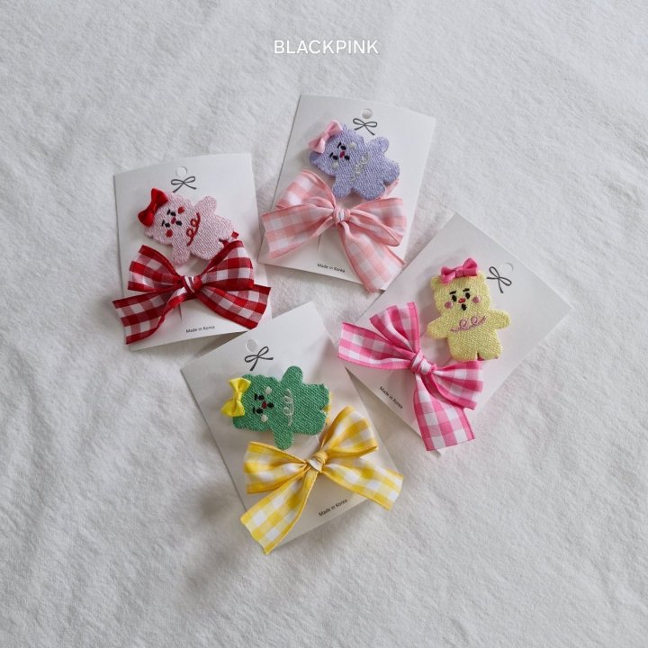 Black Pink - Korean Children Fashion - #designkidswear - Teddy Hair Ribbon Set - 2