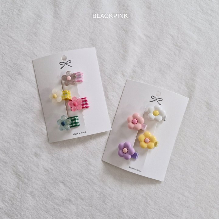 Black Pink - Korean Children Fashion - #designkidswear - Mini Flower Hair Clip Set