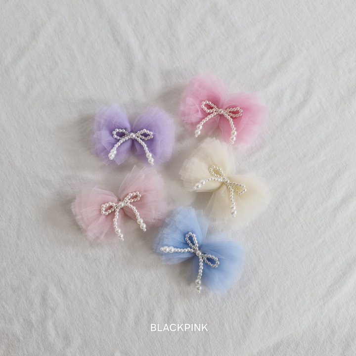 Black Pink - Korean Children Fashion - #childrensboutique - Tulle Pearl Ribbon Pin - 4