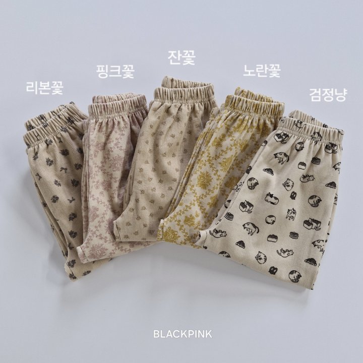 Black Pink - Korean Children Fashion - #discoveringself - Corduroy Printed Pants - 2