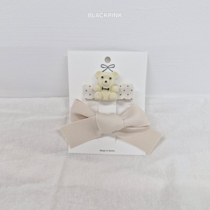 Black Pink - Korean Children Fashion - #discoveringself - Dot Teddy Ribbon Set - 8