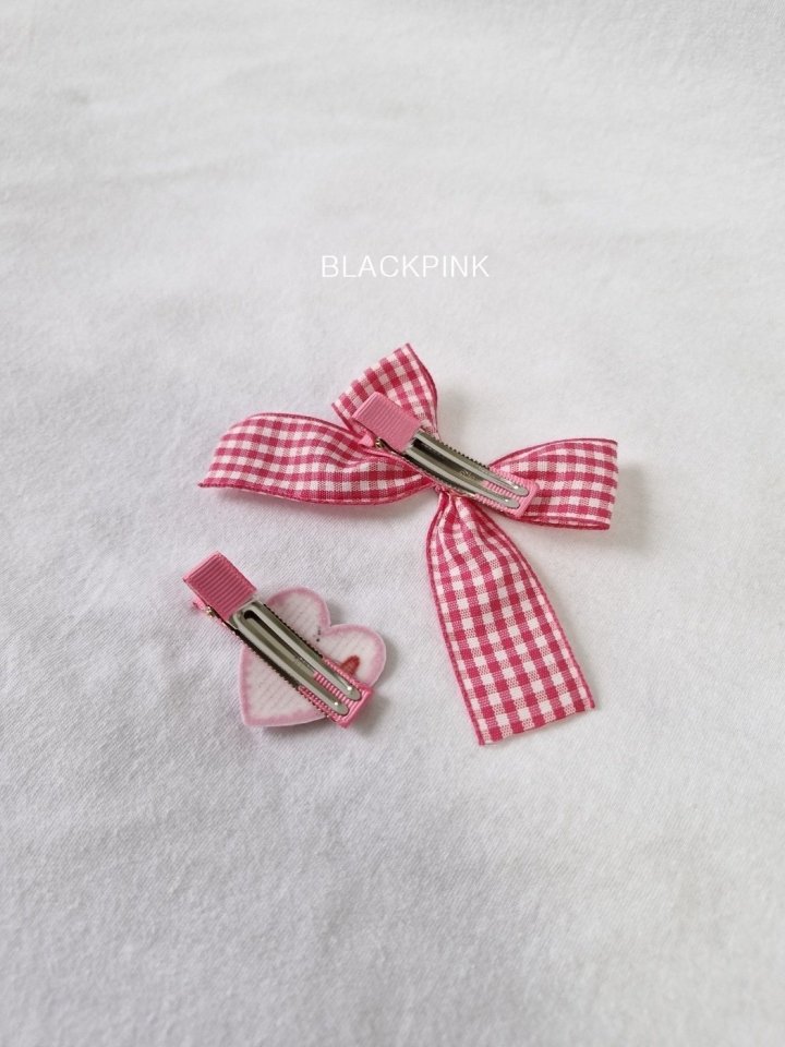 Black Pink - Korean Children Fashion - #discoveringself - Check Heart Ribbon Set - 11