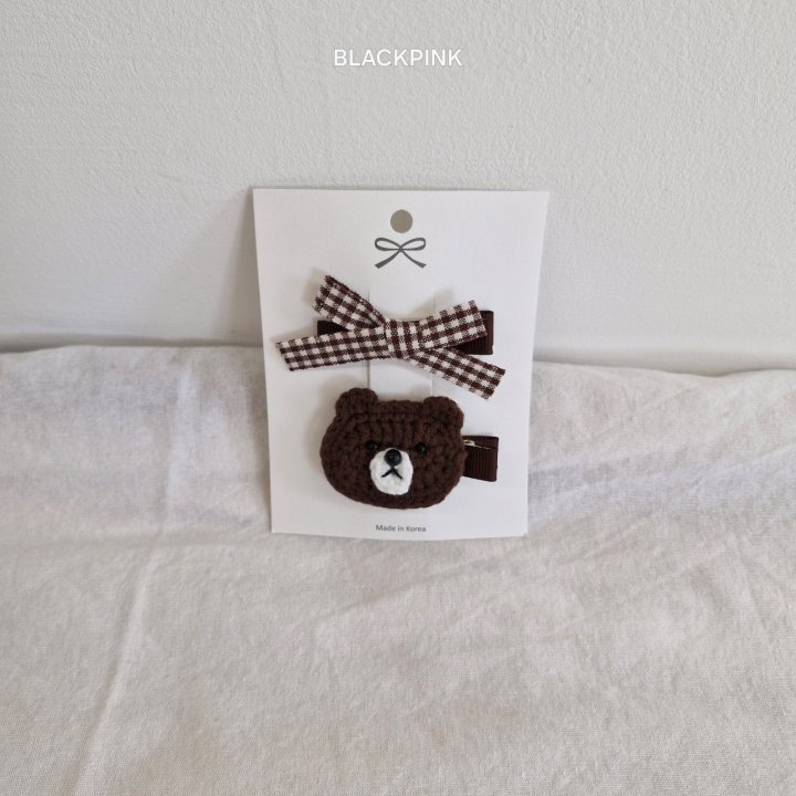 Black Pink - Korean Children Fashion - #designkidswear - Knitted Bear Face Set - 4