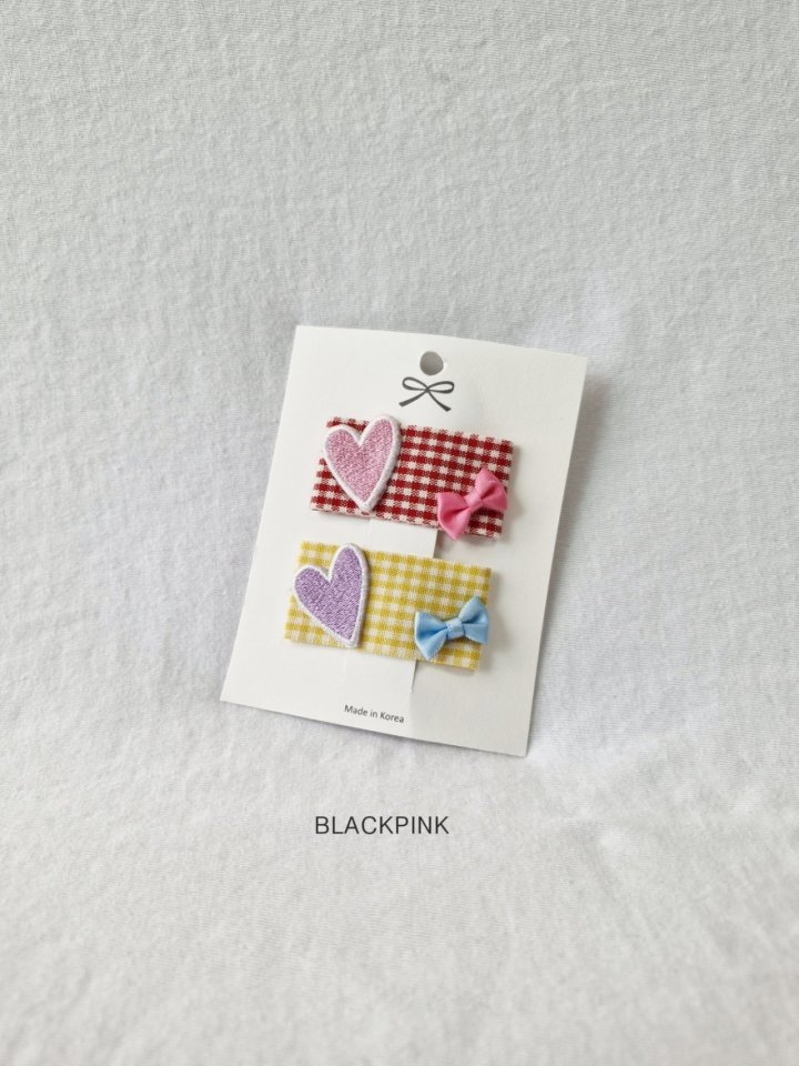 Black Pink - Korean Children Fashion - #discoveringself - Heart Embroidery Ribbon Set - 7