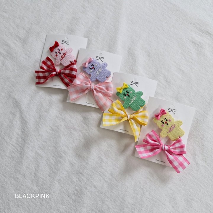 Black Pink - Korean Children Fashion - #discoveringself - Teddy Hair Ribbon Set - 3