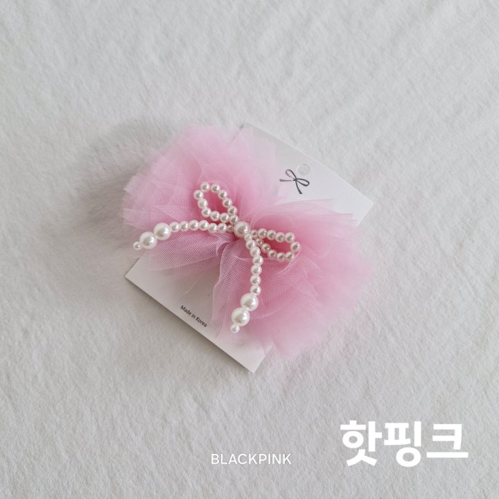 Black Pink - Korean Children Fashion - #discoveringself - Tulle Pearl Ribbon Pin - 5