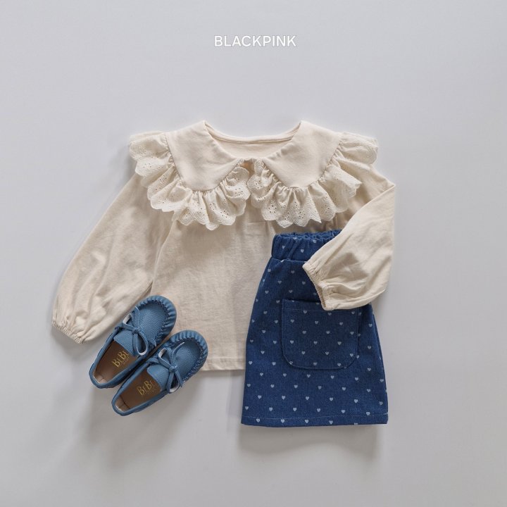 Black Pink - Korean Children Fashion - #discoveringself - Autumn Big Collar Tee