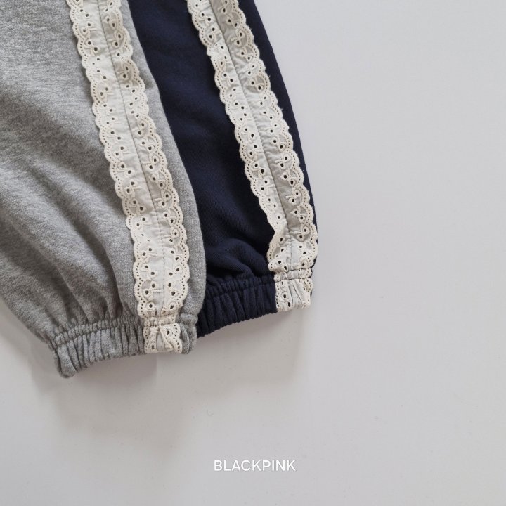 Black Pink - Korean Children Fashion - #fashionkids - Ribbon Lace Jogger Pants - 8