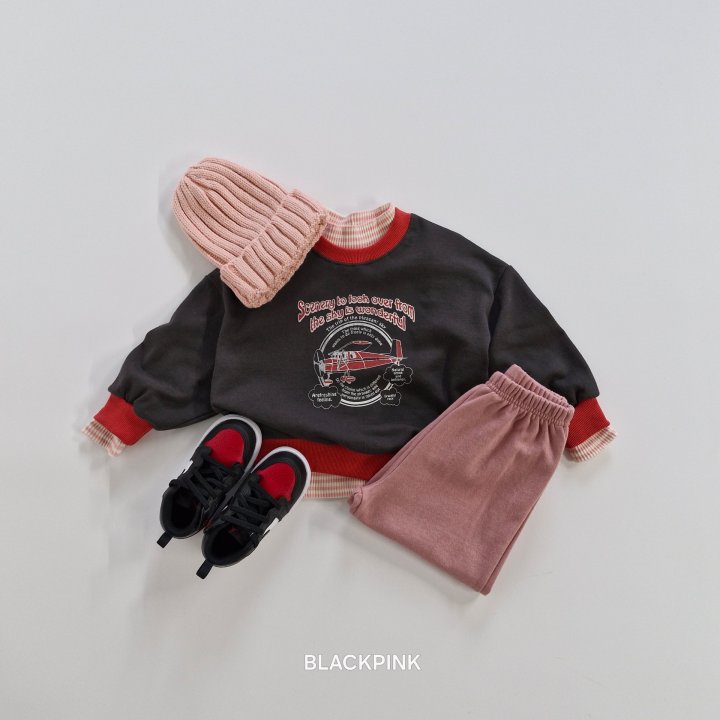 Black Pink - Korean Children Fashion - #fashionkids - Airplane Sweatshirt - 7