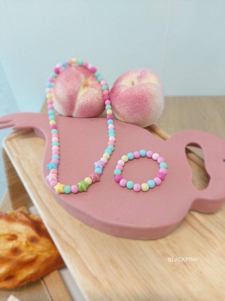 Black Pink - Korean Children Fashion - #fashionkids - Star Necklace Bracelet Set - 3