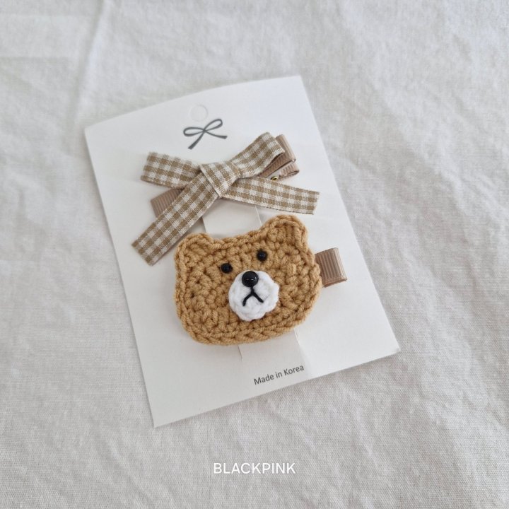 Black Pink - Korean Children Fashion - #fashionkids - Knitted Bear Face Set - 5