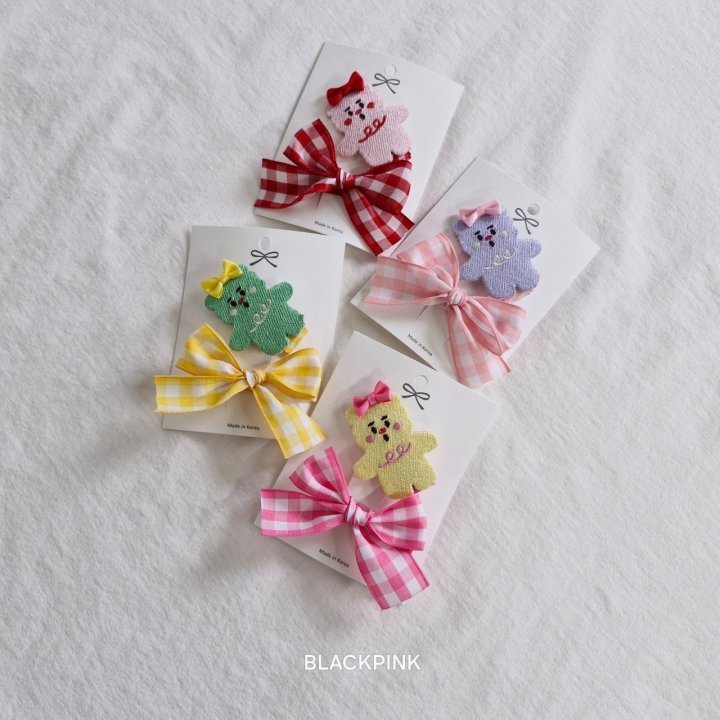 Black Pink - Korean Children Fashion - #discoveringself - Teddy Hair Ribbon Set - 4