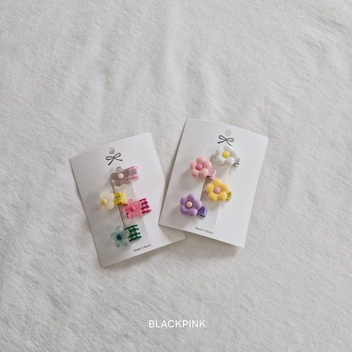Black Pink - Korean Children Fashion - #fashionkids - Mini Flower Hair Clip Set - 3