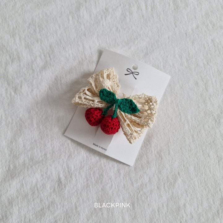 Black Pink - Korean Children Fashion - #fashionkids - Cherry Ribbon Hair Clip