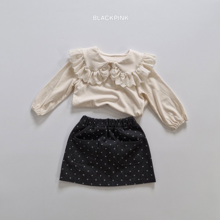 Black Pink - Korean Children Fashion - #fashionkids - Autumn Big Collar Tee - 2