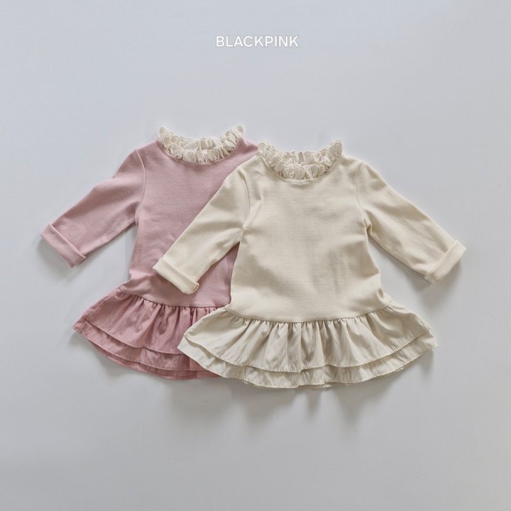 Black Pink - Korean Children Fashion - #kidsshorts - Lace Mini One-piece - 3