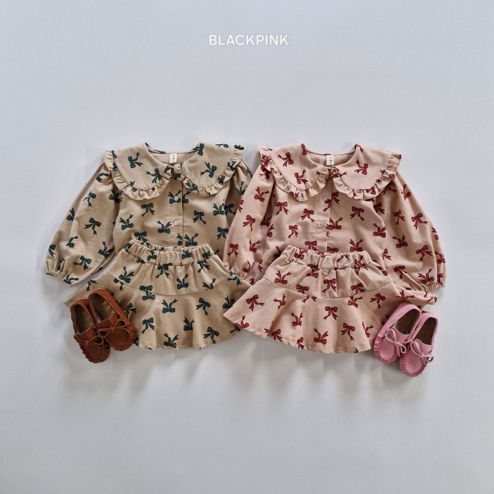 Black Pink - Korean Children Fashion - #kidsshorts - Girl Ribbon Set
