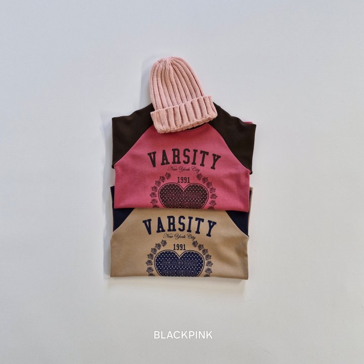 Black Pink - Korean Children Fashion - #kidsshorts - Heart Raglan One-piece - 12