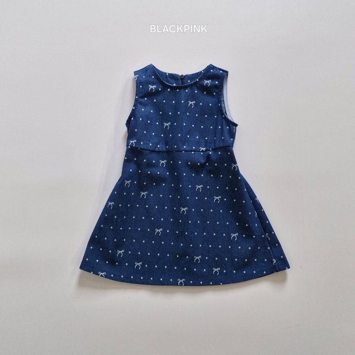 Black Pink - Korean Children Fashion - #kidsshorts - Ribbon Denim One-piece - 10