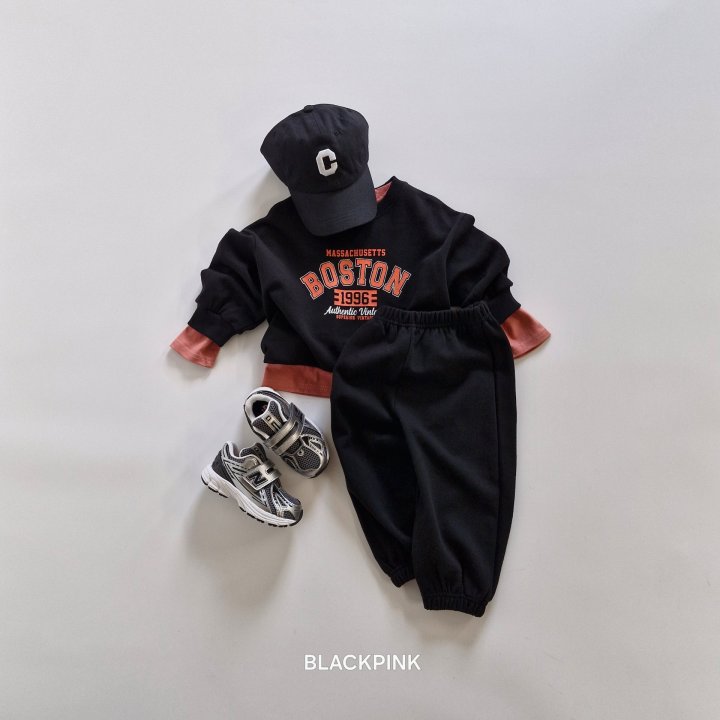 Black Pink - Korean Children Fashion - #kidsshorts - Boston Sweatshirt - 6