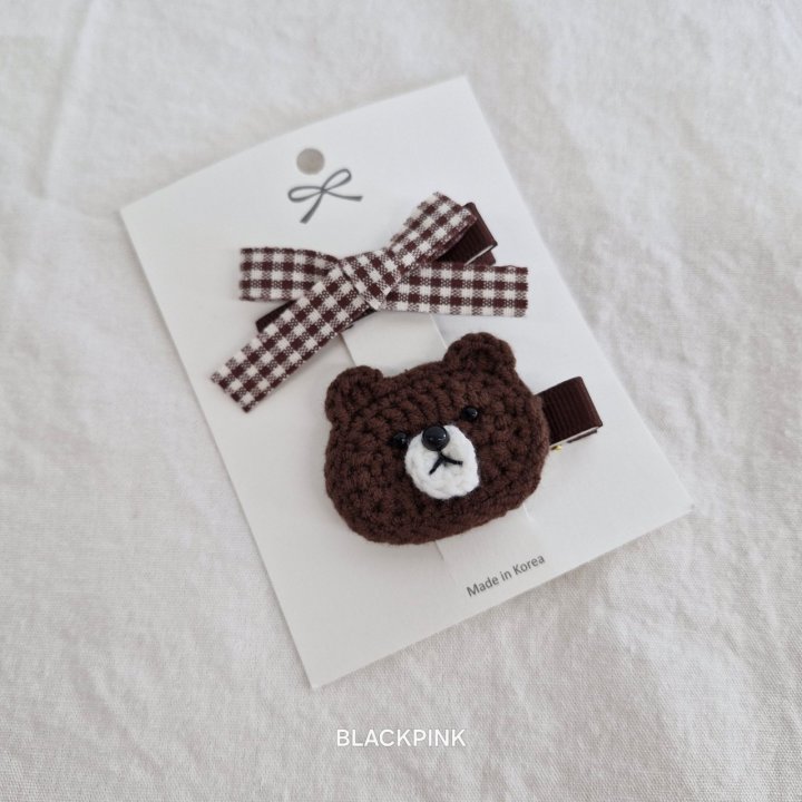 Black Pink - Korean Children Fashion - #kidsshorts - Knitted Bear Face Set - 6