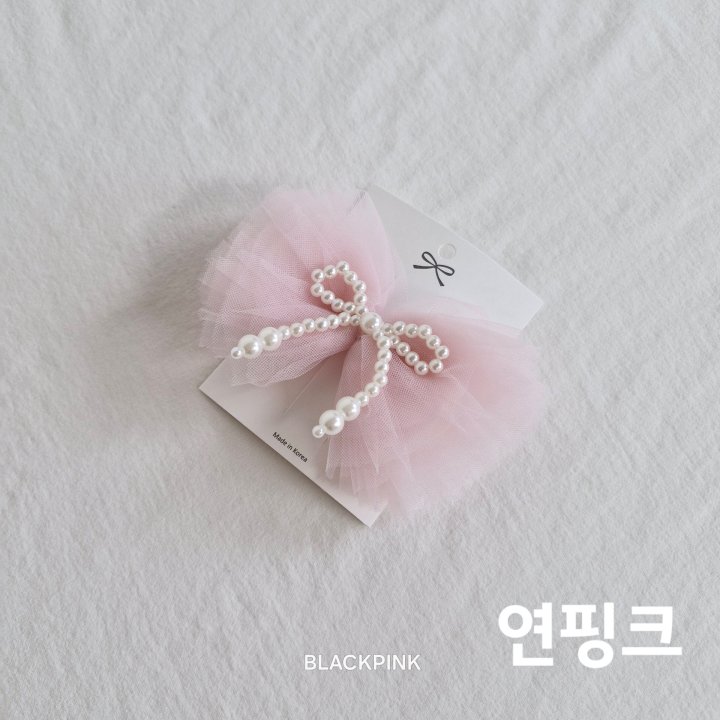 Black Pink - Korean Children Fashion - #kidsshorts - Tulle Pearl Ribbon Pin - 7