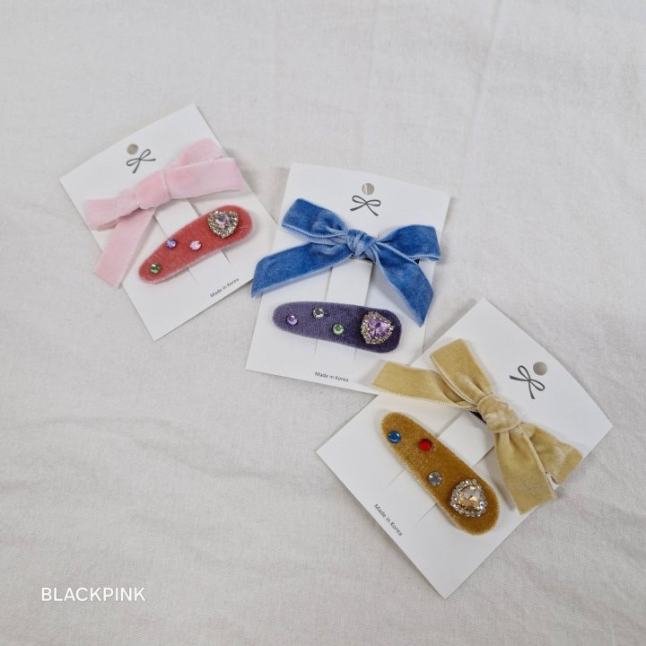 Black Pink - Korean Children Fashion - #kidsshorts - Velvet Ribbon Cubic Set (set of 2)