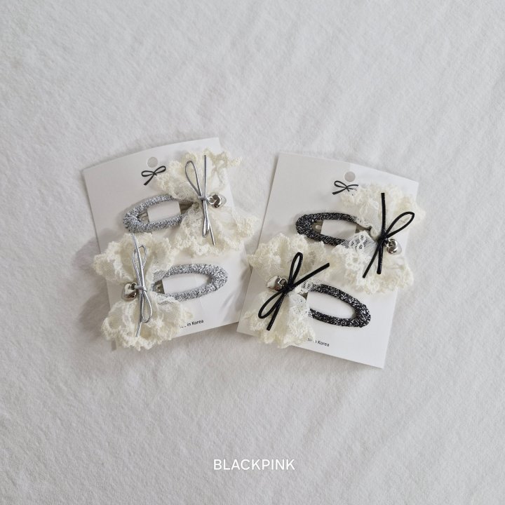 Black Pink - Korean Children Fashion - #kidsshorts - Pearl Lace Heart Ribbon Set
