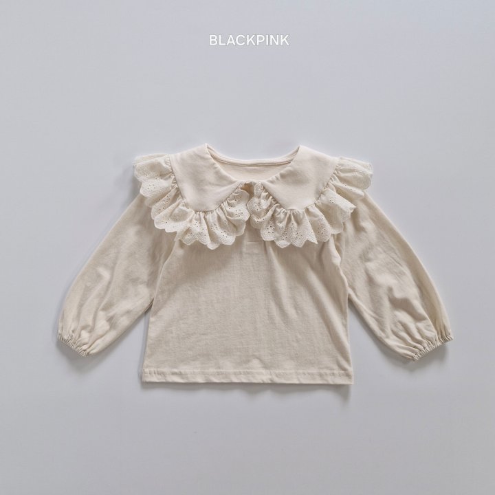 Black Pink - Korean Children Fashion - #kidsshorts - Autumn Big Collar Tee - 3