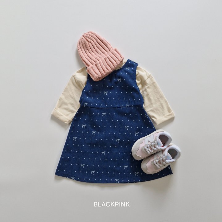 Black Pink - Korean Children Fashion - #kidsstore - Ribbon Denim One-piece - 11