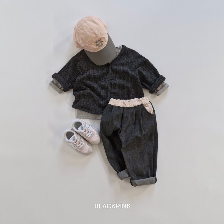 Black Pink - Korean Children Fashion - #kidsstore - Floral Jeans - 10