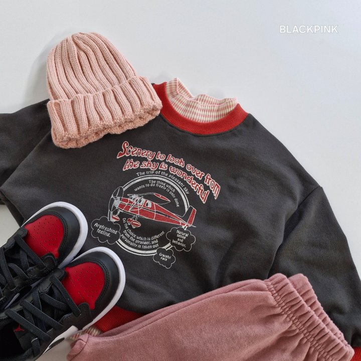 Black Pink - Korean Children Fashion - #kidsstore - Airplane Sweatshirt - 9