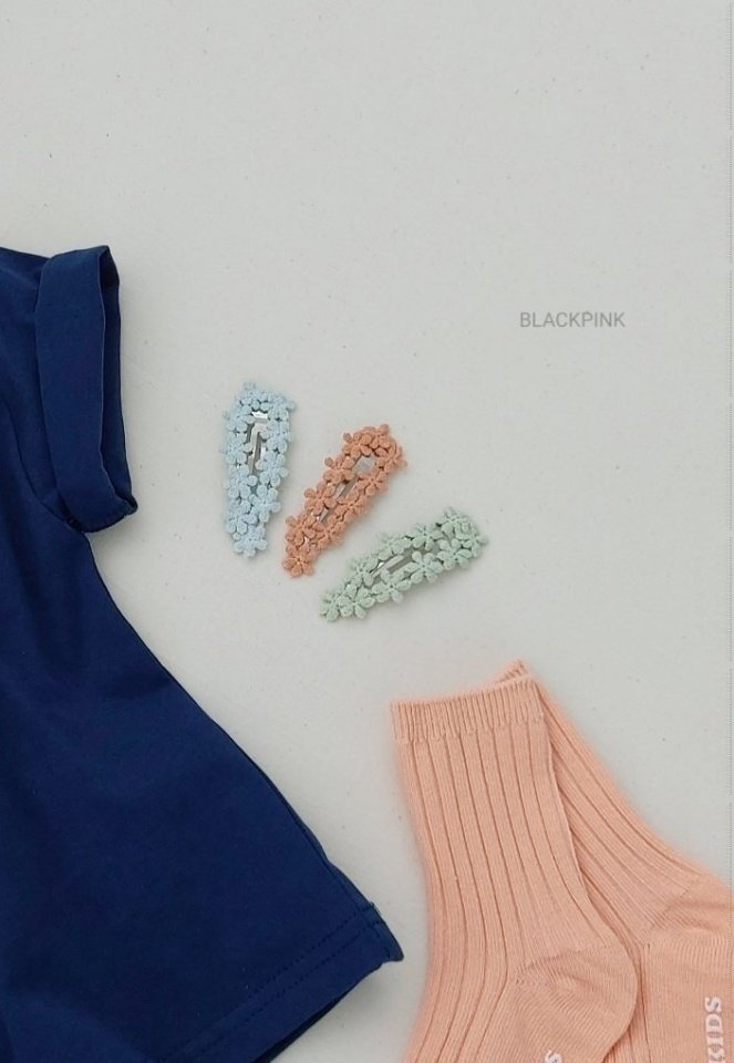 Black Pink - Korean Children Fashion - #kidsshorts - Flower Snap Clip - 4