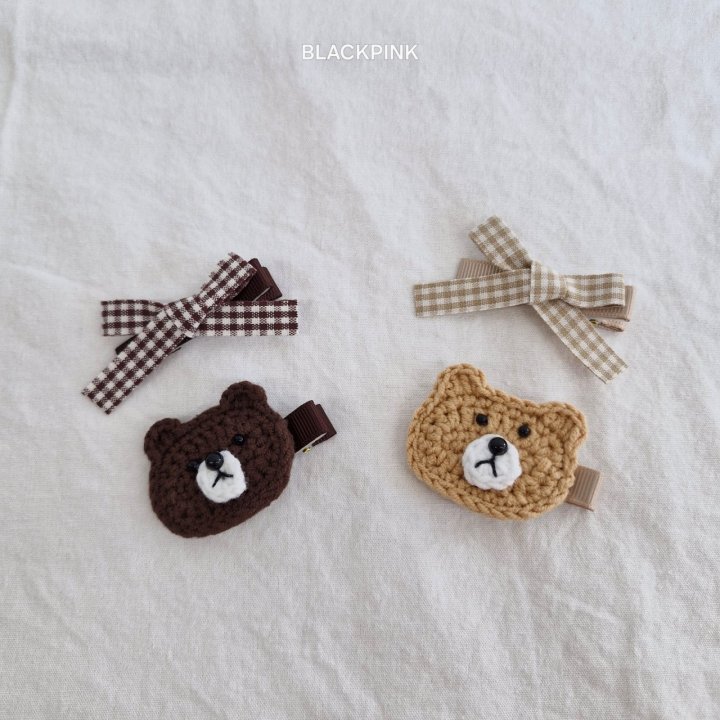 Black Pink - Korean Children Fashion - #kidsstore - Knitted Bear Face Set - 7