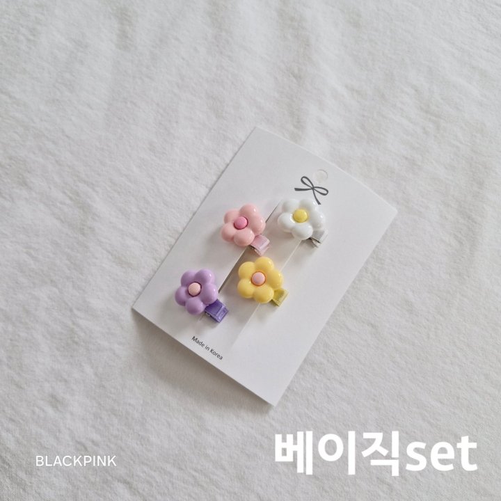 Black Pink - Korean Children Fashion - #kidsstore - Mini Flower Hair Clip Set - 5