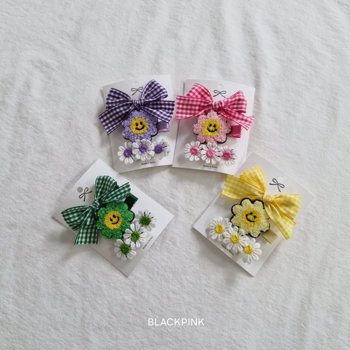 Black Pink - Korean Children Fashion - #kidsstore - Fluffy Flower (set of 3) - 3