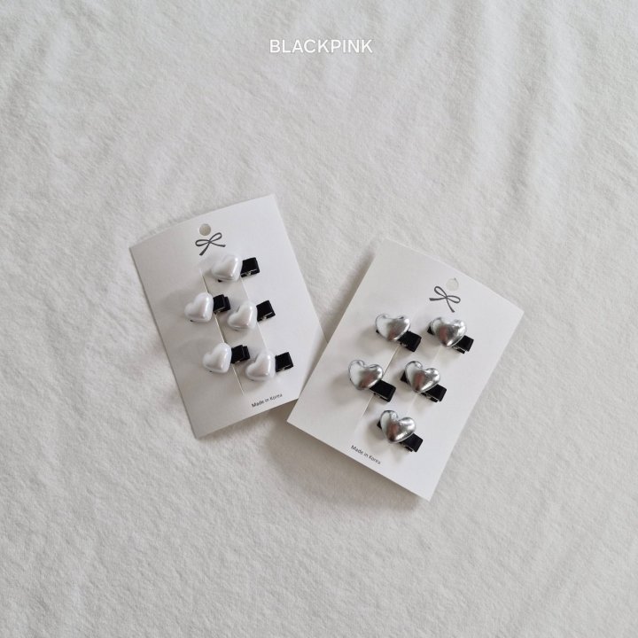 Black Pink - Korean Children Fashion - #kidsstore - Heart Mini Hair Clip Set