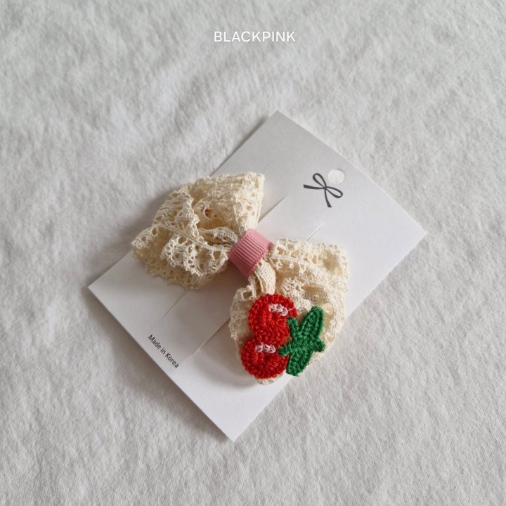 Black Pink - Korean Children Fashion - #kidsstore - Cherry Patch Hair Clip - 2