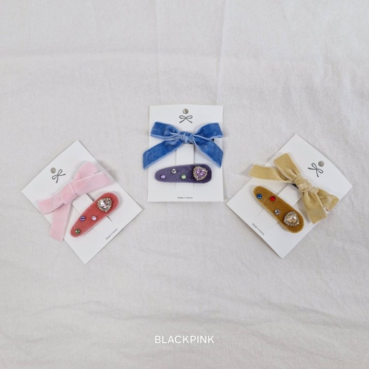 Black Pink - Korean Children Fashion - #kidsstore - Velvet Ribbon Cubic Set (set of 2) - 2